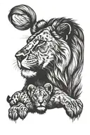 lion and cub playing together tattoo design idea