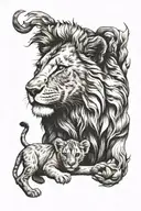 lion and cub playing together tattoo design idea