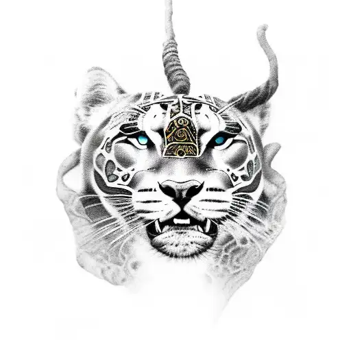 Dionysus riding a panther tattoo design idea