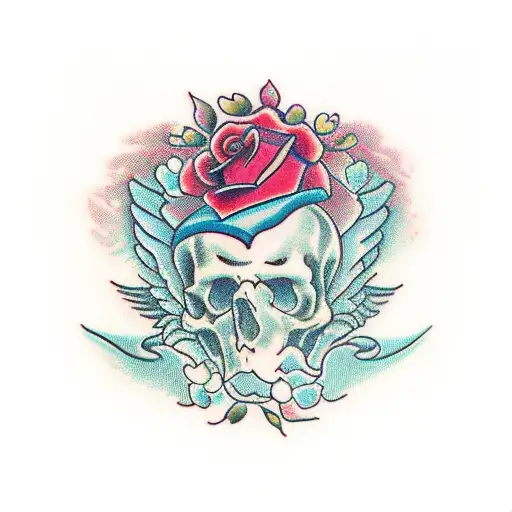 wing that start on my with rose on my hand tattoo design idea