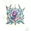 wing with rose  tattoo design idea