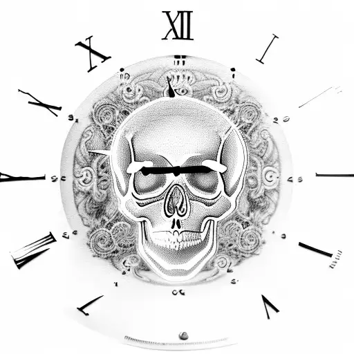 skull clock with November 12 2005 in Roman numerals  tattoo design idea