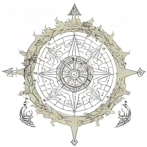 yggdrasil around norse compass surrounded tattoo design idea