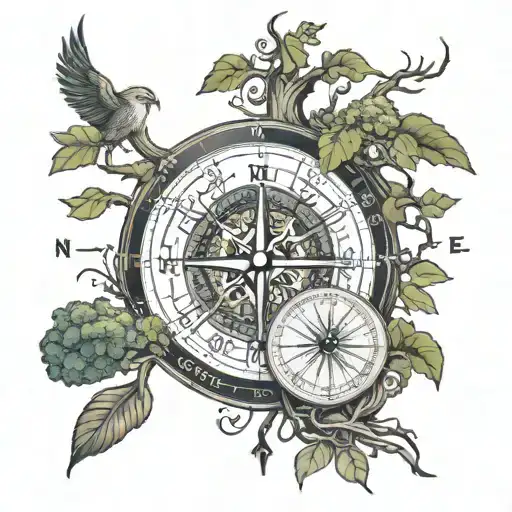 yggdrasil around norse compass tattoo design idea