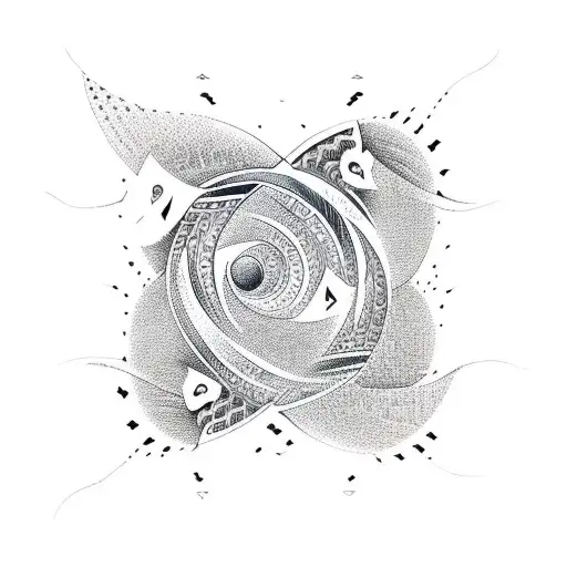 A minimalist tattoo of a bodysurfer riding a wave with a Fibonacci sequence pattern tattoo design idea
