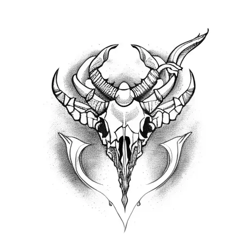 capricorn skull tattoo design idea