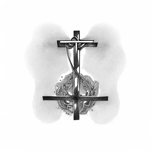 a Cross with the words " A man only dies when he is forgotten" tattoo design idea
