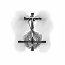 a Cross with the words " A man only dies when he is forgotten" tattoo design idea