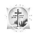 a Cross with the words " A man only dies when he is forgotten" tattoo design idea