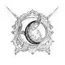 crescent moon in a steampunk style incorpirating the Aries and Virgo zodiac tattoo design idea