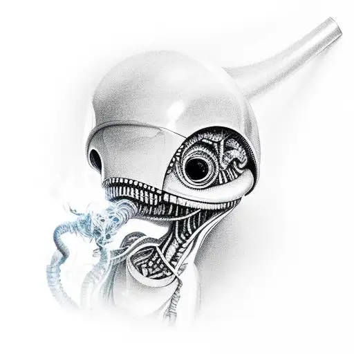 alien smoking  tattoo design idea