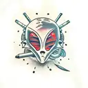 alien smoking  tattoo design idea