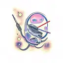 alien smoking  tattoo design idea