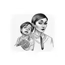 a mother and son with name Ehit tattoo design idea