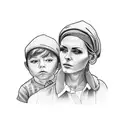 a mother and son with name Ehit tattoo design idea