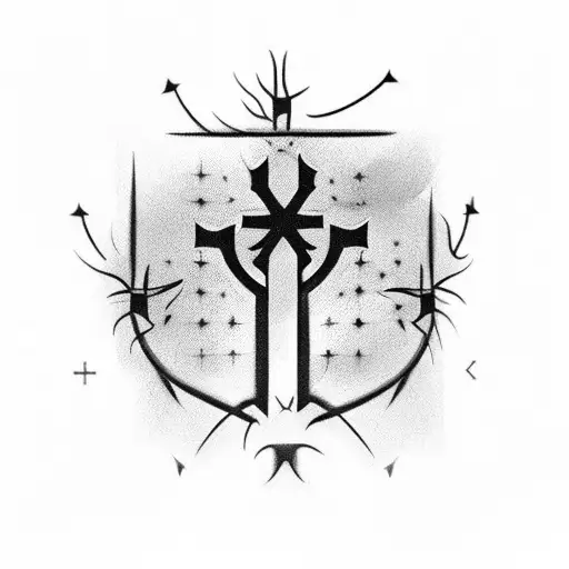 3 nail cross with crown of thorns hanging on it  tattoo design idea