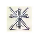 3 nail cross with crown of thorns hanging on it  tattoo design idea