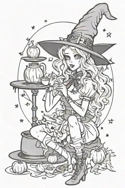 Witchy style tattoo design idea