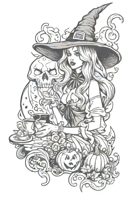 Witchy style design tattoo design idea