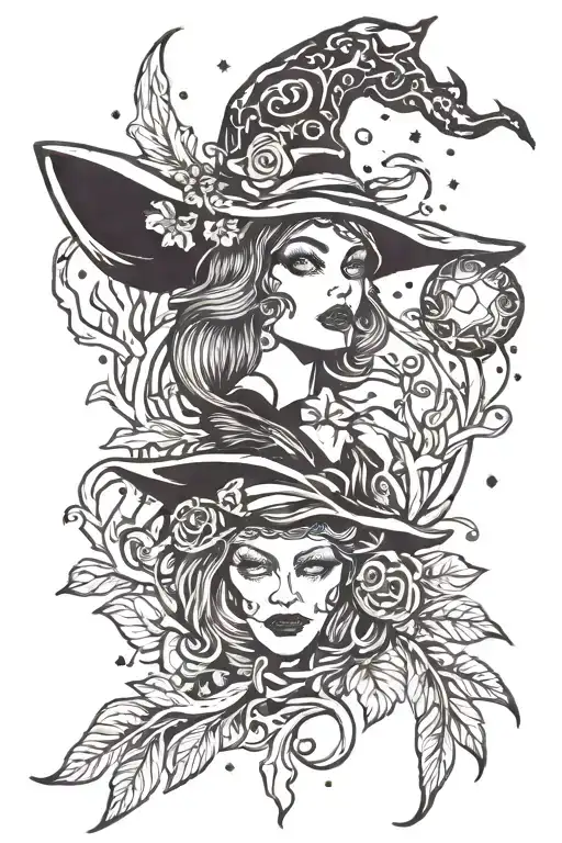 Witchy style tattoo design idea
