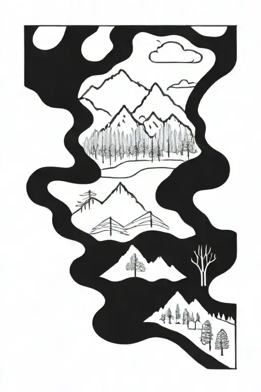 Vermont mountain range with trees tattoo design idea