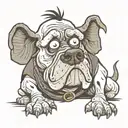 Create a cartoon-style image featuring Droopy dog with Frankenstein elements. Droopy should have his recognizable droopy tattoo design idea