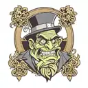 Create a cartoon-style image featuring a character that is a mix of Droopy and Frankenstein. The character should have t tattoo design idea