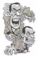 Droopy and Frankenstein keeping hand poster show must go on tattoo design idea