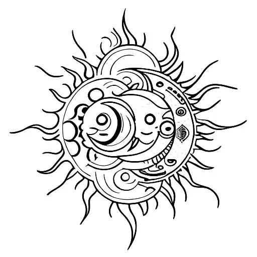 Sun and Moon tattoo design idea