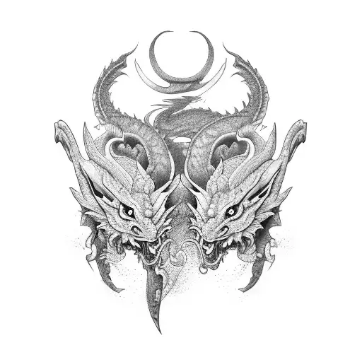 gemini dragon tattoo design idea
