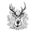 forest , deer , fire , hell  tattoo design idea