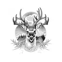 forest , deer , fire , hell  tattoo design idea