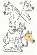 bojack horseman, diane, mr peanutbutter, princess carolyn and todd tattoo design idea