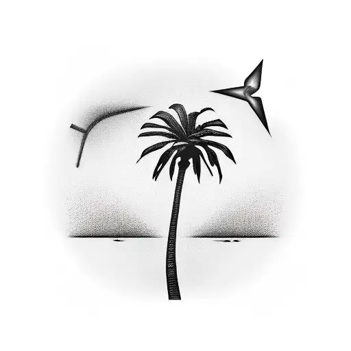 Palm Tree and guitar  tattoo design idea