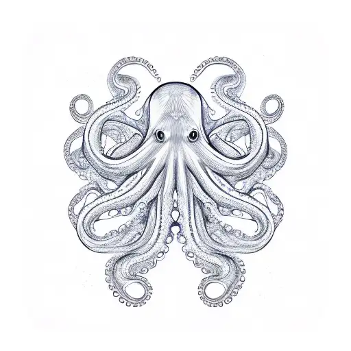 A new-school design of an octopus with its tentacles forming intricate patterns like waves tattoo design idea