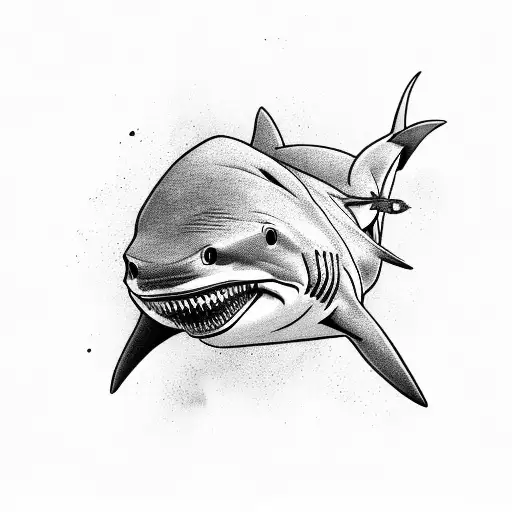 shark sorrounded by something tribal tattoo design idea