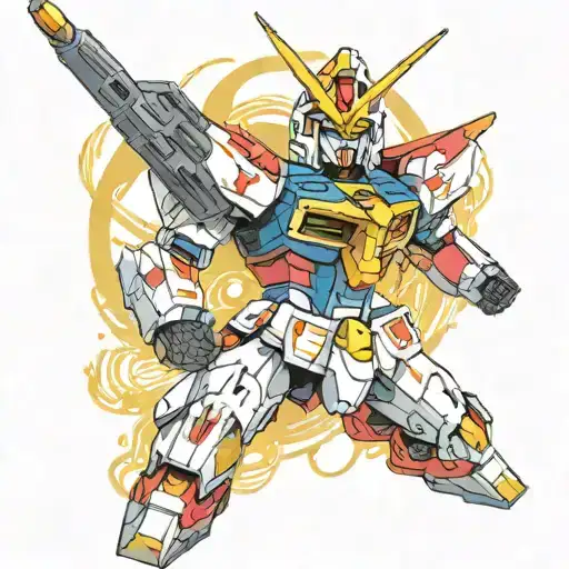 Gundam in a dramatic pose tattoo design idea