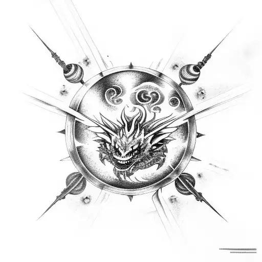 Cosmic dragon with planets tattoo design idea