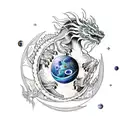 Cosmic dragon with planets tattoo design idea