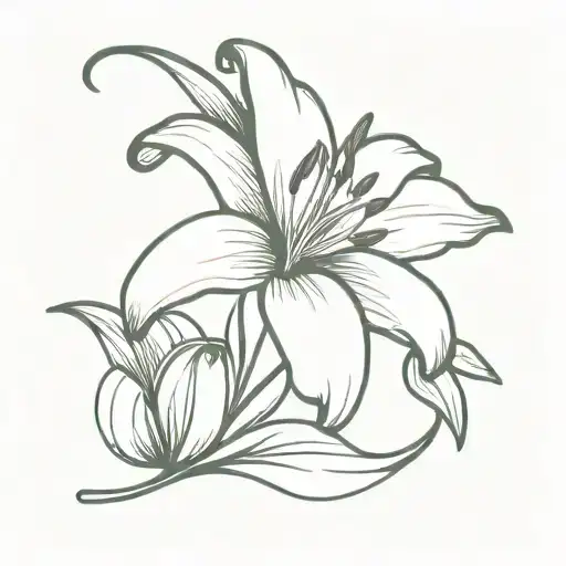 lily flower in the shape of cursive LR  tattoo design idea