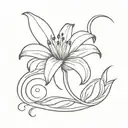 lily flower in the shape of cursive LR  tattoo design idea