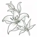 lily flower in the shape of cursive LR  tattoo design idea