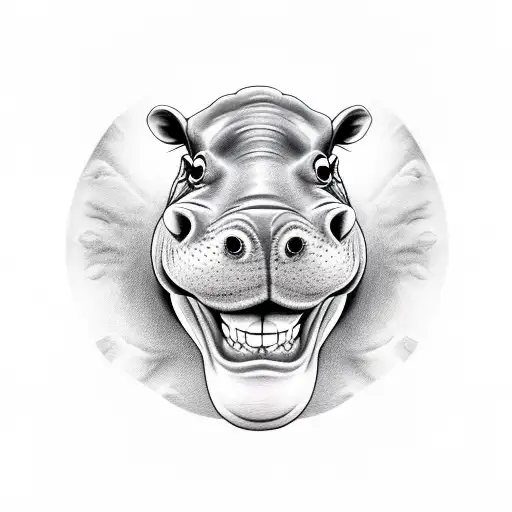 hippo showing teeth angry tattoo design idea