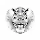 hippo showing teeth angry tattoo design idea