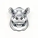 hippo showing teeth angry tattoo design idea