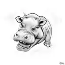 hippo showing teeth angry tattoo design idea