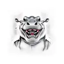 hippo showing teeth angry tattoo design idea