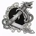 dragon slayer sword with chain tattoo design idea