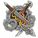 dragon slayer sword with chain tattoo design idea