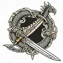 dragon slayer sword with chain tattoo design idea